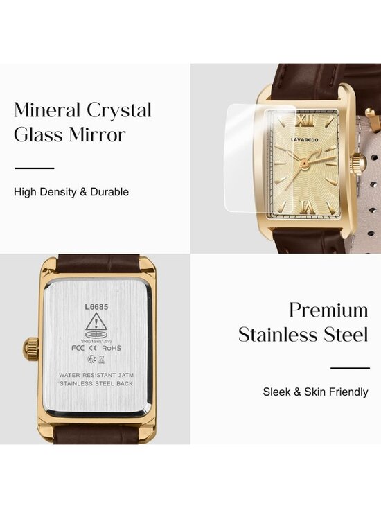 Dainty Vintage Square Leather Strap Watch for Women - Elegant Quartz Gift Idea main image 7